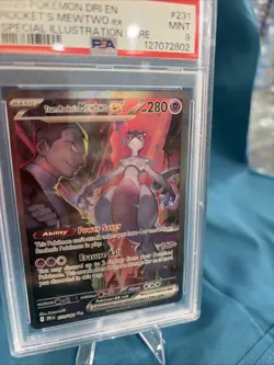 2025 POKEMON DESTINED RIVALS SPECIAL ILLUSTRATION TEAM ROCKET'S MEWTWO EX PSA 9 - Image 4