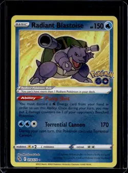 2022 Pokemon SWSH Pokemon GO Radiant Blastoise Holo Rare #018/078 - Image 1