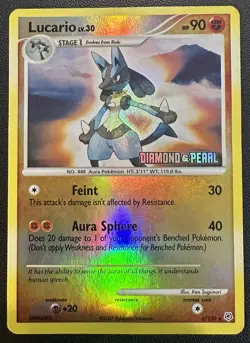 💥 Lucario LV. 30 6/130 Diamond & Pearl Reverse Holo Stamped Pokemon TCG - Image 1