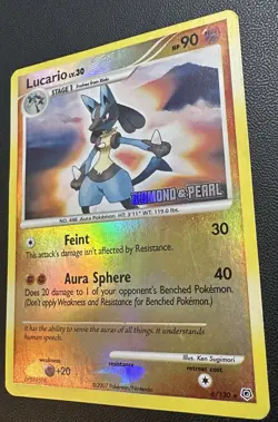 💥 Lucario LV. 30 6/130 Diamond & Pearl Reverse Holo Stamped Pokemon TCG - Image 2