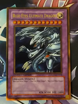 Blue Eyes Ultimate Dragon Limited Edition Gold Rare - Yugioh 1996 GLD-EN028 MINT - Image 1