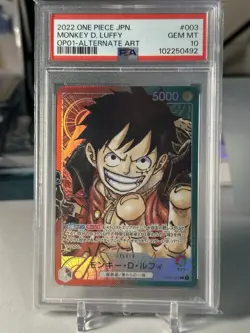 PSA 10 Monkey D. Luffy (Alt Art) OP01-003 ROMANCE DAWN - ONE PIECE Japanese 2022 - Image 1