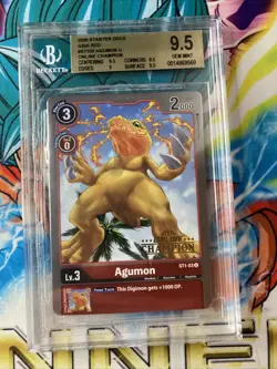 Agumon ST1-03 2021 Championship Online Regional Champion BGS 9.5 Digimon Card - Image 1