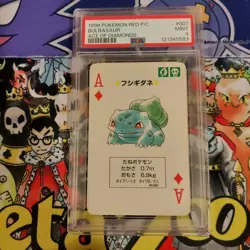 1996 POKEMON RED VERSION PLAYING CARDS ACE OF DIAMONDS #004 BULBASAUR PSA 9 - Image 1