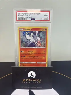 2017 POKEMON SUN & MOON SHINING LEGENDS #14 RESHIRAM-HOLO PSA 9 - Image 1