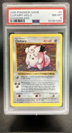 1999 Pokemon Shadowless Clefairy Holo #5/102 PSA 8 - Image 1