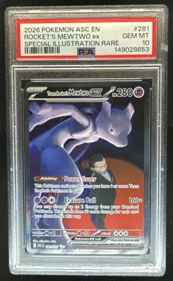 2026 Pokemon Team Rocket's Mewtwo ex Special Illustration Rare #281/217 PSA 10 - Image 1