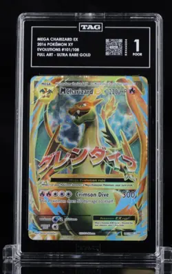 Pokemon TCG Mega Charizard EX 2016 XY Evolutions #101/108 Full Art Ultra TAG 1 - Image 1