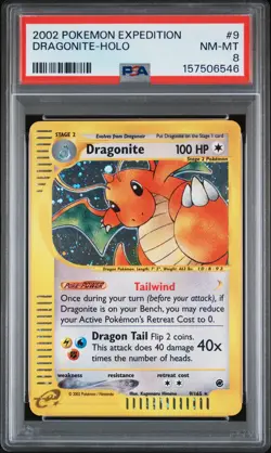 PSA 8 DRAGONITE 9/165 | Expedition WOTC Holo Pokemon Card - Image 1