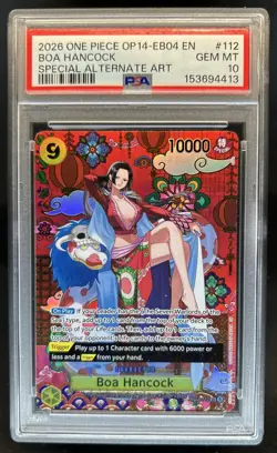 2026 One Piece Azure Sea's Seven Boa Hancock Super Rare #OP14-112 PSA 10 - Image 1