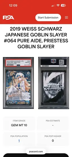 Weiss Schwarz card GBS/S63-064 RR Priestess Goblin Slayer Japanese PSA 10!POP 1! - Image 3