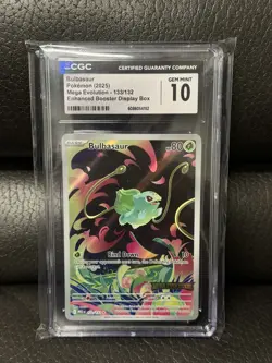 Pokemon TCG Mega Evolution Stamped Bulbasaur Card 133/132 CGC 10 Gem Mint - Image 1