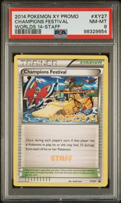 Pokemon Card PSA 8 STAFF Champions Festival XY27 "Psydock" Worlds 14 Promo 2014 - Image 1