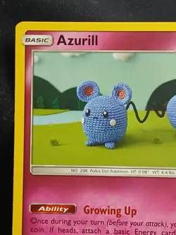 Pokemon Azurill 146/236 - Cosmic Eclipse - Common - NM - Asako Ito Crochet Art - Image 2