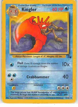 Kingler 38/62 Uncommon Fossil Pokemon MP - Image 1