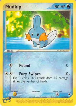 Mudkip 60/109 Common Ruby & Sapphire Pokemon HP/DMG - Image 1