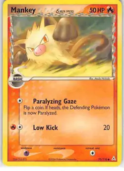 Mankey 70/110 Common Holon Phantoms Pokemon LP - Image 1