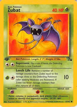 Zubat 57/62 Common Fossil Pokemon MP - Image 1