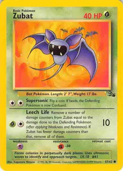 Zubat 57/62 Common Fossil Pokemon LP - Image 1