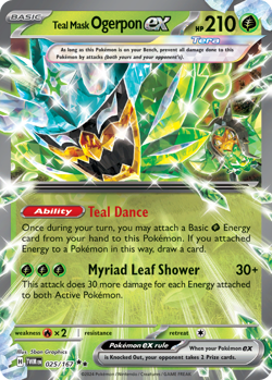Teal Mask Ogerpon ex 025/167 Double Rare Twilight Masquerade Pokemon NM - Image 1
