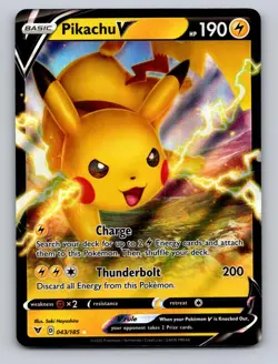 Pikachu V - 043/185 Holo V Rare Vivid Voltage Pokemon Holo Foil NM! - Image 1