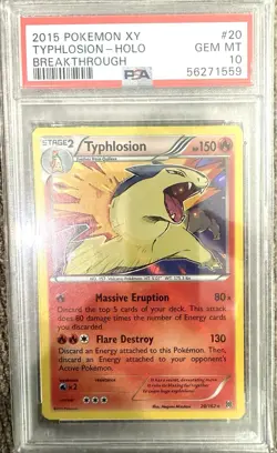 2015 POKEMON XY BREAKTHROUGH #20 TYPHLOSION - HOLO BREAKTHROUGH GEM MT 10 PSA - Image 1