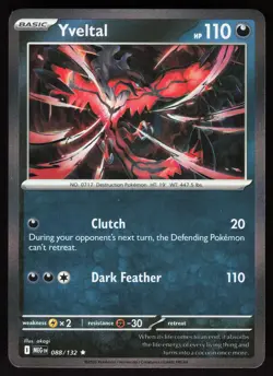 Yveltal 088/132 Rare Mega Evolution Pokemon Holo Near Mint - Image 1