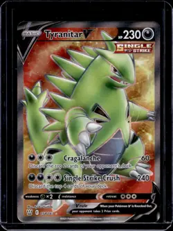 2021 Pokemon SWSH Battle Styles Tyranitar V Full Art Rare #154/163 - Image 1