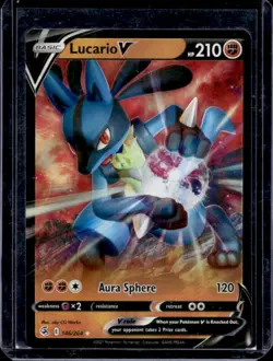 2021 Pokemon SWSH Fusion Strike Lucario V #146/264 - Image 1