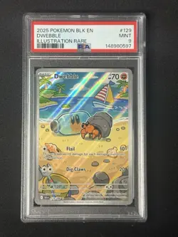 2025 Pokemon Black Bolt Dwebble IR #129 PSA 9 – Illustration Rare Holo - Image 1