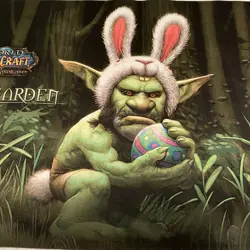 World of Warcraft TCG Noblegarden Goblin Bunny Playmat 2011 Cryptozoic GUC - Image 4