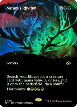 MTG ** FOIL ** Nature's Rhythm (Borderless) - R 0349 - Tarkir: Dragonstorm - Image 1