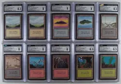 Complete Set of (10) 1993 Magic the Gathering Alpha Edition Lands CGC 8 - 8.5 - Image 1
