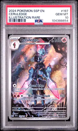 2024 Pokemon SSP EN-Surging Sparks Ceruledge #197 Illustration Rare PSA 10 - Image 1
