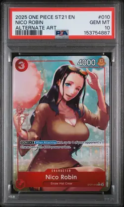 2025 ONE PIECE STARTER DECK ST21-EX GEAR 5 ALTERNATE ART #010 NICO ROBIN PSA 10 - Image 1