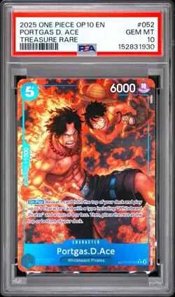 2025 ONE PIECE OP10-ROYAL BLOOD TREASURE RARE #052 PORTGAS D. ACE PSA 10 - Image 1