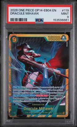 2026 ONE PIECE OP14-EB04-THE AZURE SEA'S SEVEN #119 DRACULE MIHAWK PSA 9 - Image 1