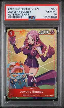 2025 ONE PIECE STARTER DECK ST21-EX GEAR 5 ALTERNATE ART JEWELRY BONNEY PSA 10 - Image 1