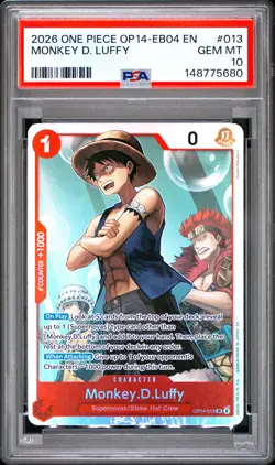 2026 ONE PIECE THE AZURE SEA'S SEVEN ALT ART #013 MONKEY D. LUFFY PSA 10 - Image 1