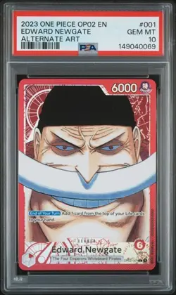 ONE PIECE EDWARD NEWGATE 2023 OP02-PARAMOUNT WAR #001 ALT ART PSA 10 - Image 1