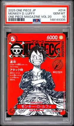One Piece Japanese Monkey D Luffy Magazine Volume 20 ST21-014 PSA 10 Gem Mint - Image 1