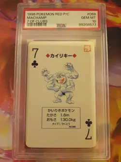 1996 Pokemon Machamp 7 of Clubs #068 Red Charizard Playing Card👊PSA 10 Gem Mint - Image 1