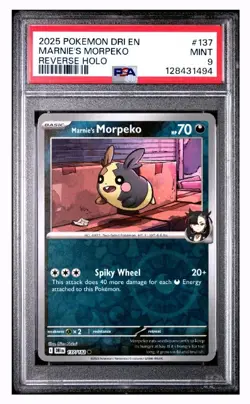 Pokemon Marnie's Morpeko Reverse Holo Card 137/182 Destined Rivals 2025 PSA 9 - Image 1