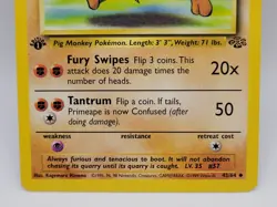 Primeape 43/64 1st Edition Jungle Pokemon Card MP WOTC 1999 Vintage - Image 3