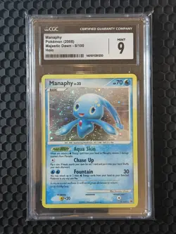 Pokemon Card Manaphy Holo Rare CGC 9 Mint, Majestic Dawn 8/100, 2008 (1) - Image 1