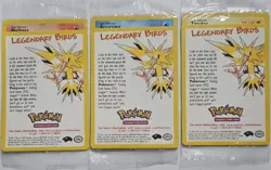 Set of 3 Legendary Birds Black Star Promo Pokemon Card Movie 2000 Factory Sealed - Image 1