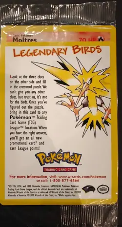 Set of 3 Legendary Birds Black Star Promo Pokemon Card Movie 2000 Factory Sealed - Image 3