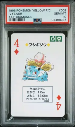 PSA 10 GEM MINT Pokemon Yellow Playing Card - Ivysaur 4 of Diamonds (POP 3) - Image 2