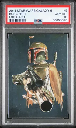 2011 TOPPS STAR WARS BOBA FETT GALAXY SERIES 6 FOIL CARDS #9 PSA 10 - Image 1
