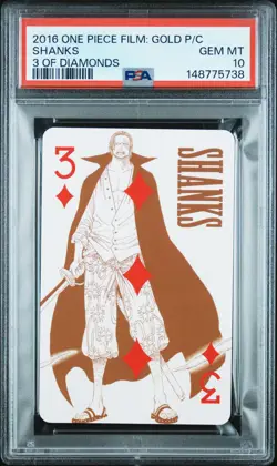 2016 ONE PIECE FILM: GOLD PLAYING CARDS 3 OF DIAMONDS SHANKS PSA 10 - Image 1